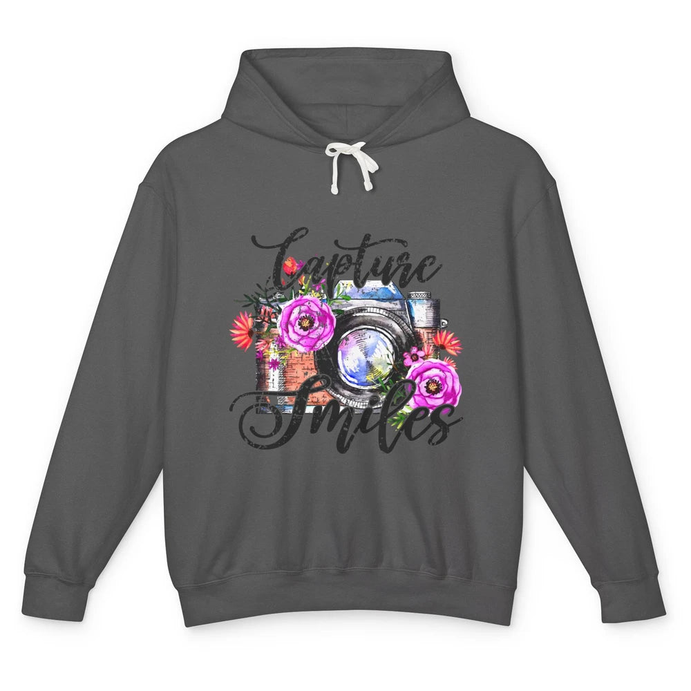 Photography Day Capture Smiles Retro Floral Camera Traveller Unisex Lightweight Hoodie