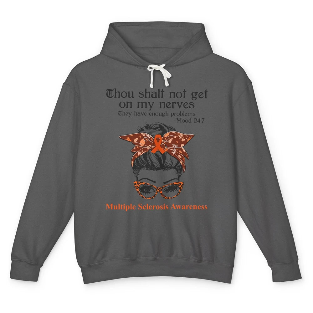 Multiple Sclerosis Awareness Messy Bun Ms Cancer Warrior Unisex Lightweight Hoodie