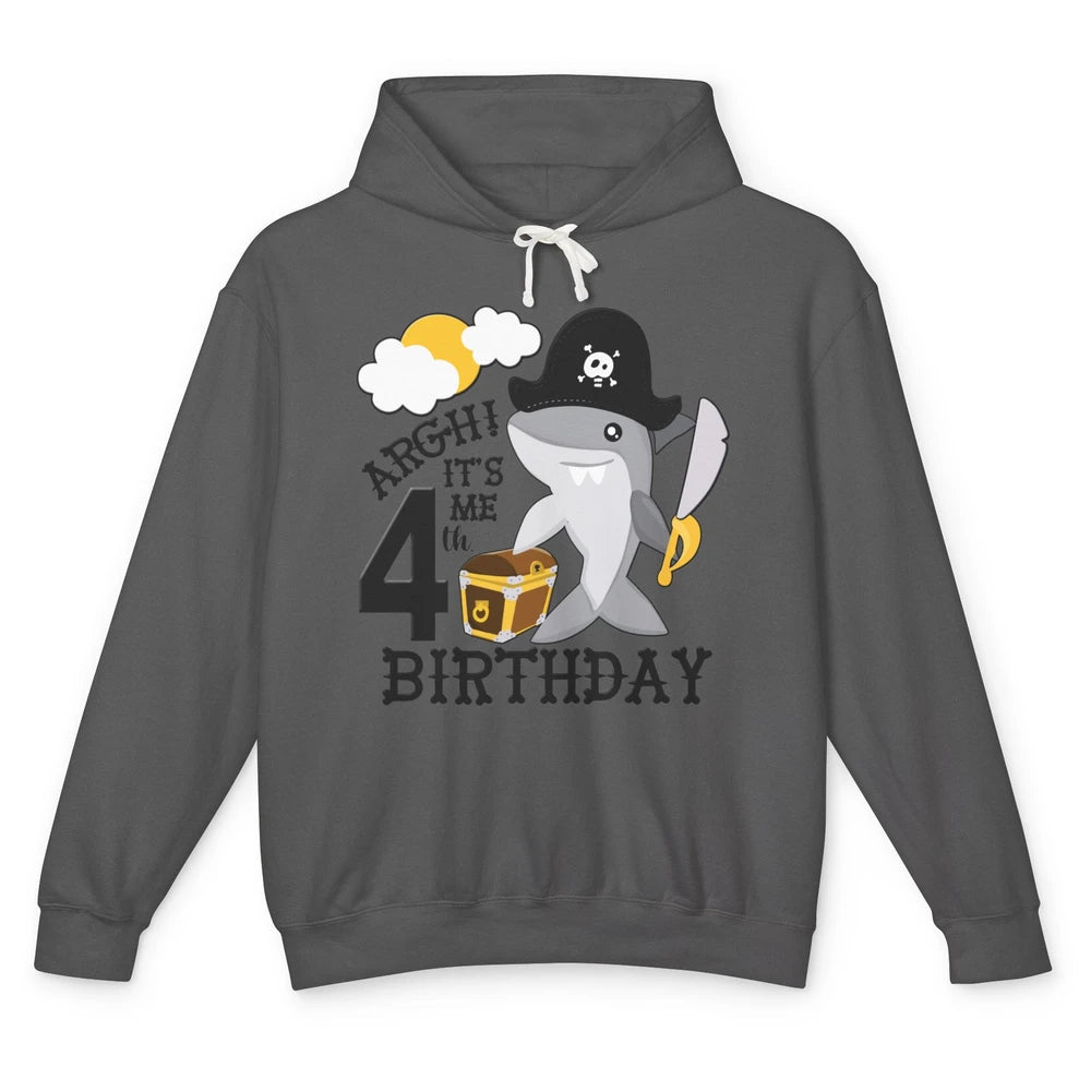 Pirate Shark 4th Birthday Party 4th Birthday Boy Girl Gift Unisex Lightweight Hoodie