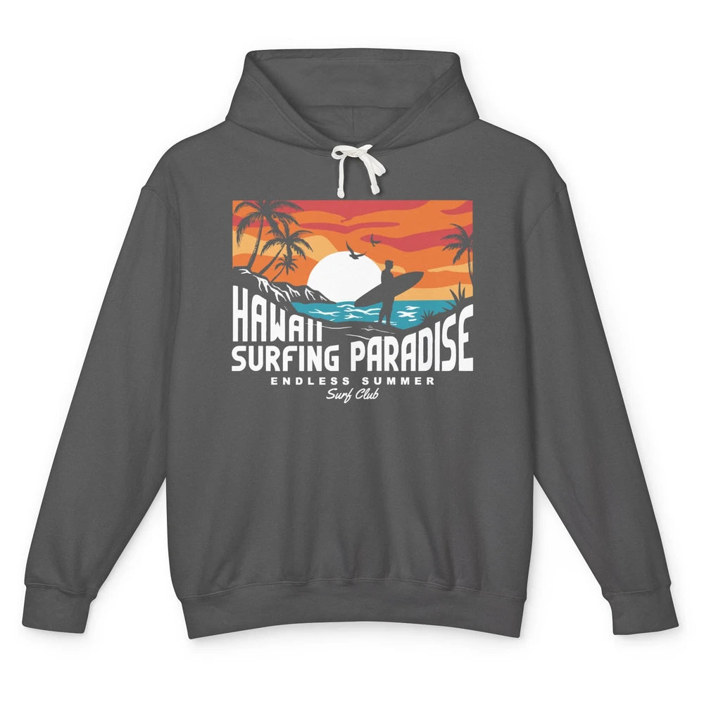 Retro Hawaii Palms Surfing Paradise Surf Club Endless Summer Unisex Lightweight Hoodie