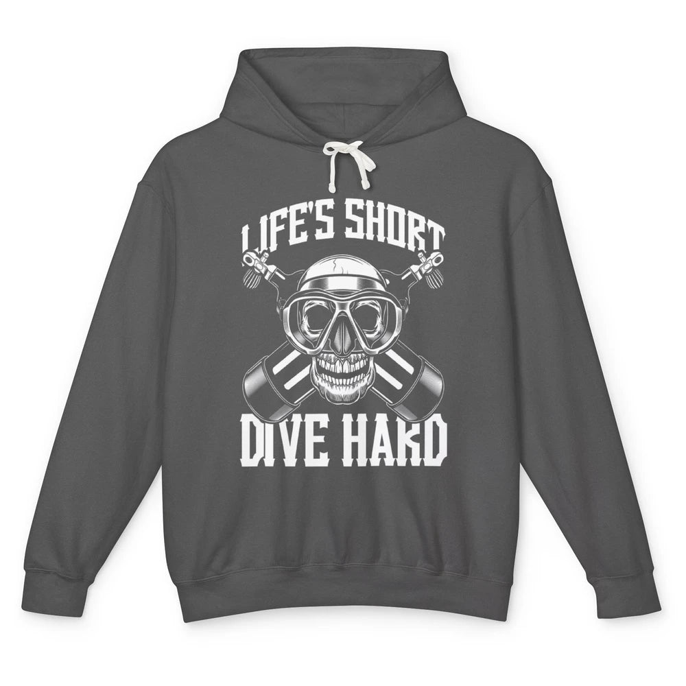 Dive Hard Skull Scuba Diver Underwater Diving Men Deep Sea Unisex Lightweight Hoodie