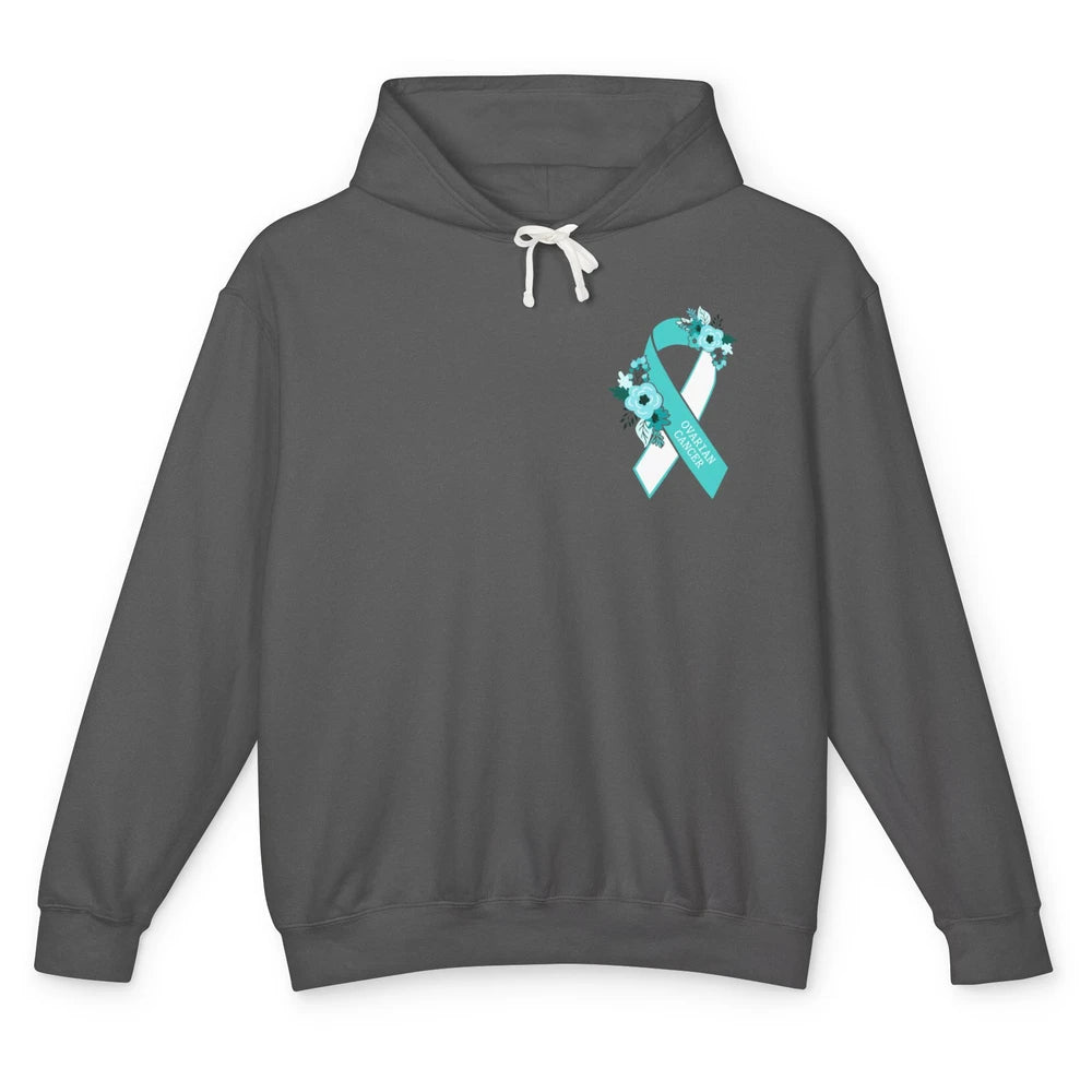 Ovarian Cancer Awareness Support Turquoise Ribbon Pocket Sz Unisex Lightweight Hoodie
