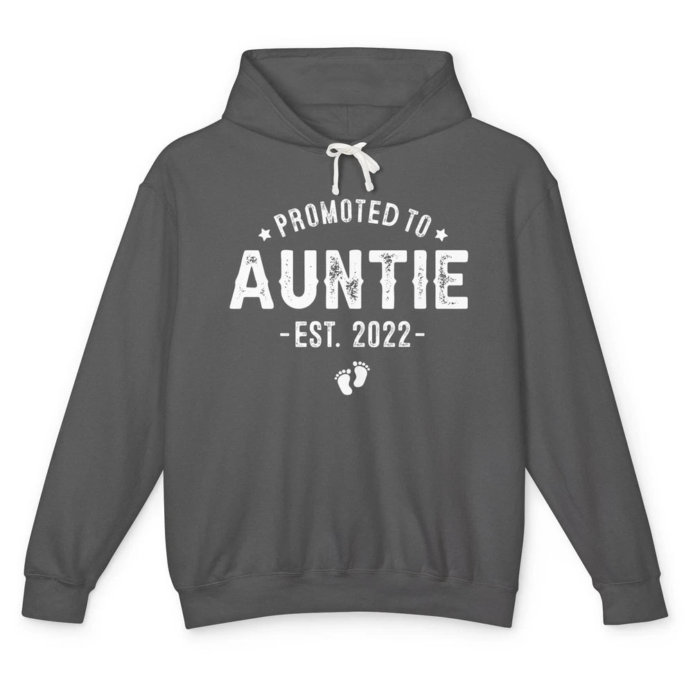 Promoted To Auntie Est 2022 Auntie To Be Pregnancy Reveal Unisex Lightweight Hoodie