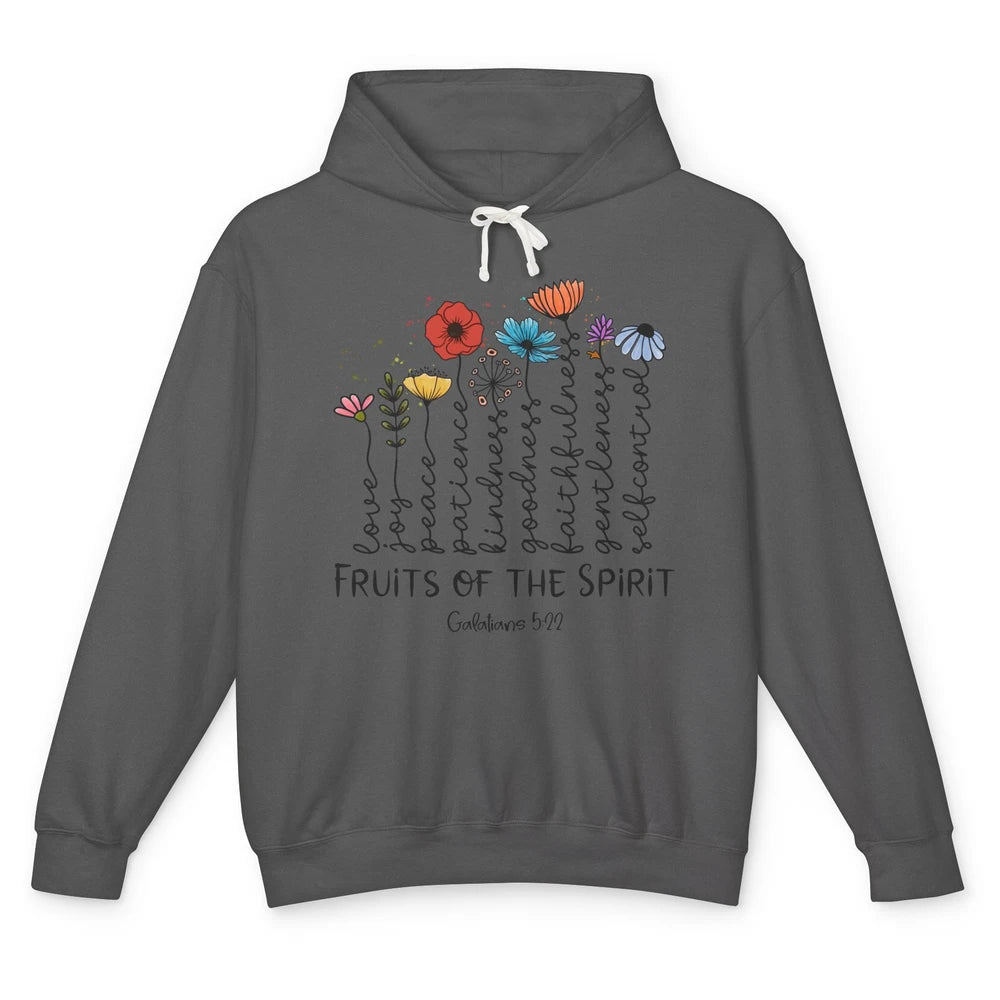 Flower Christian Fruits Of The Spirit Bible Verse Religious Unisex Lightweight Hoodie