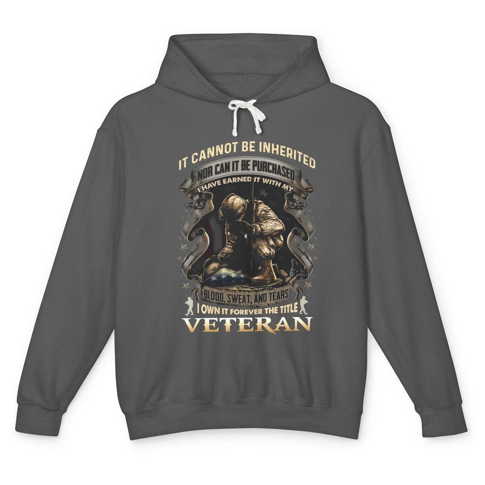 Proud American Veteran It Can't Be Heritated US Soldier Gift Unisex Lightweight Hoodie