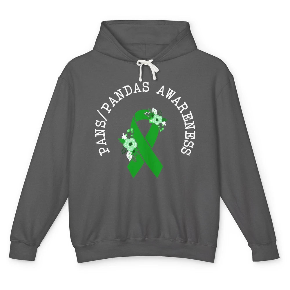 PANS/PANDAS Awareness Floral Green Ribbon Pans Disease Unisex Lightweight Hoodie