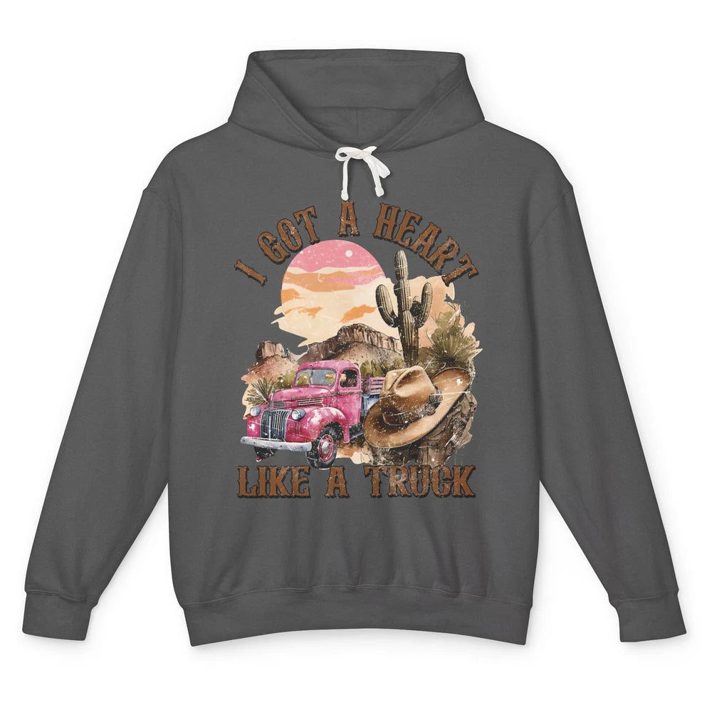 Retro Desert I Got A Heart Like A Truck Western Country Girl Unisex Lightweight Hoodie