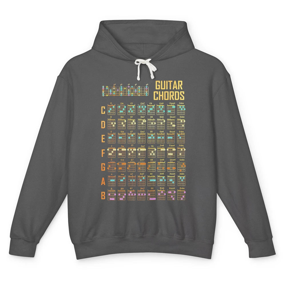 Music Art Guitar Chords Retro Guitarist Play Guitar Musician Unisex Lightweight Hoodie