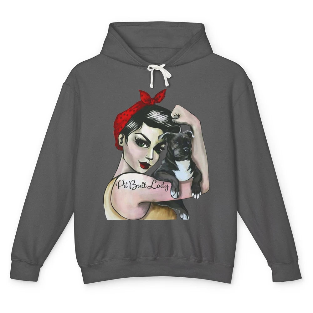 Pit Bull Lady Pit Bull Mom Dog Mom Bandana Dog Lovers Gift Unisex Lightweight Hoodie