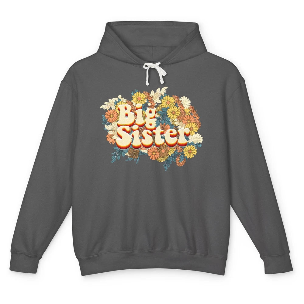 Retro Floral Big Sister Siblings Little Sister Gift Unisex Lightweight Hoodie
