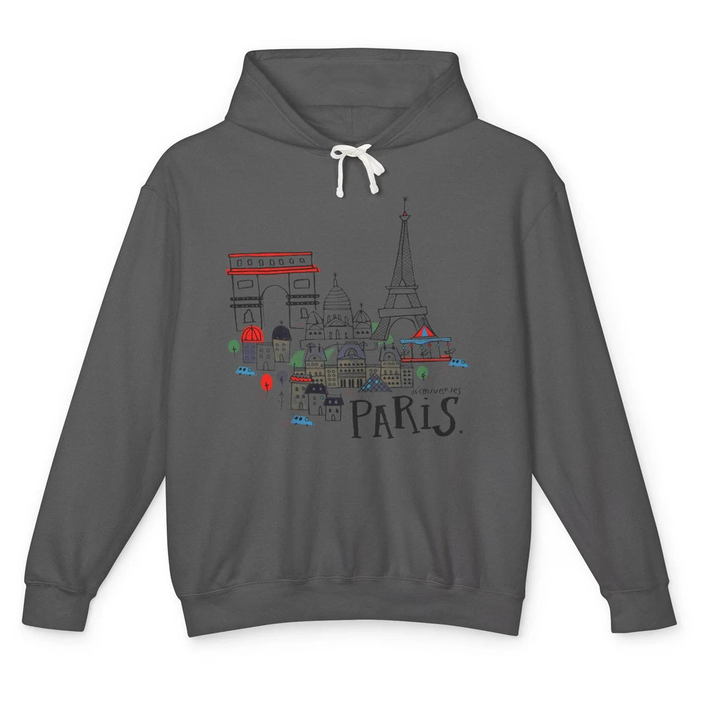 Paris Eiffel Tower Travel France Gift Paris Skyline Unisex Lightweight Hoodie