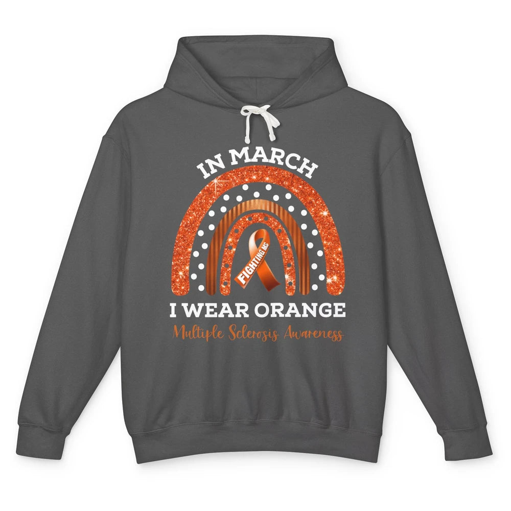 Multiple Sclerosis Awareness In March We Wear Orange Rainbow Unisex Lightweight Hoodie