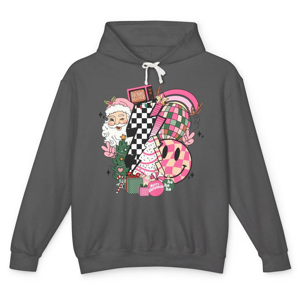 Retro Santa Christmas Tree Cake Lightning Bolt Western Unisex Lightweight Hoodie