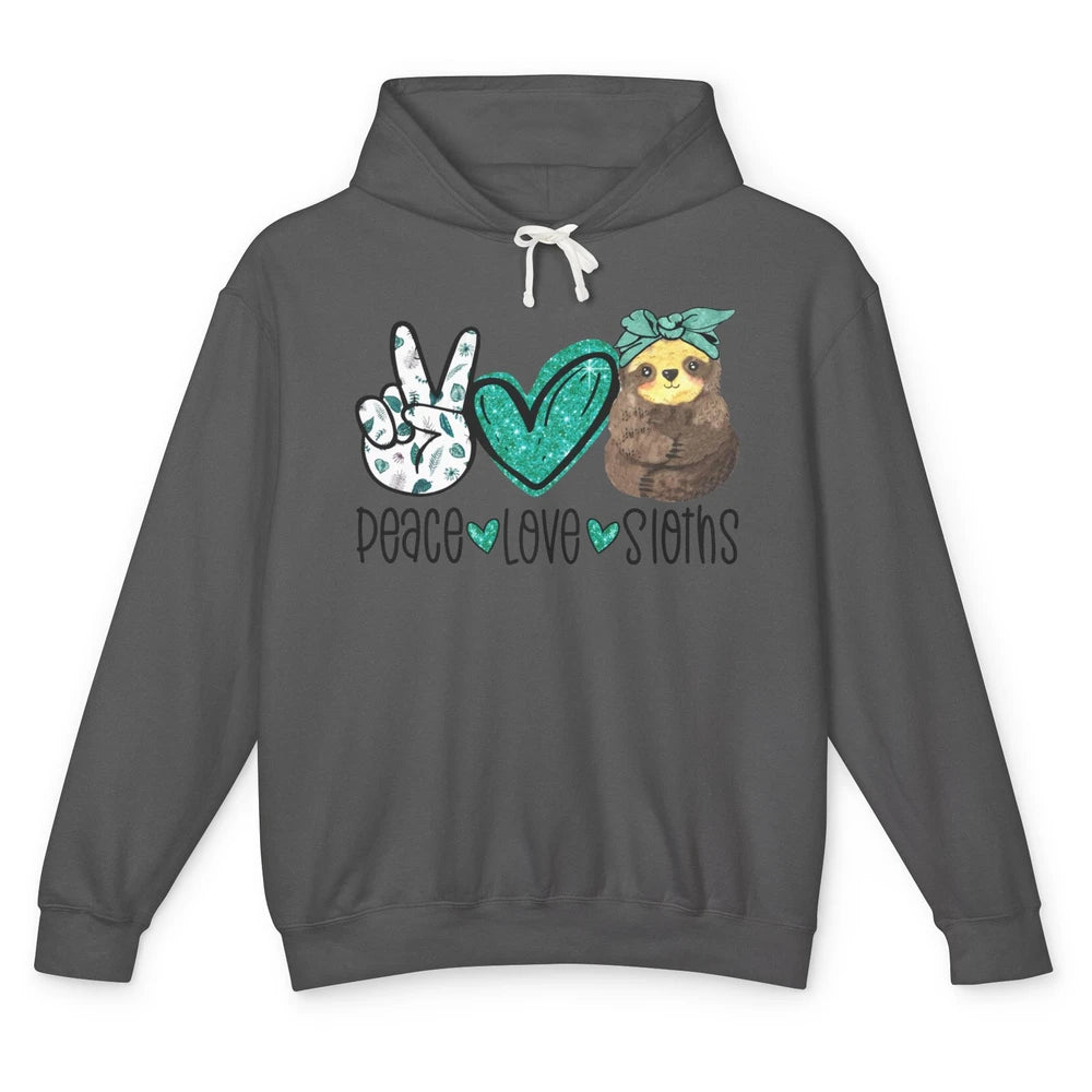 Peace Love Sloths Cute Baby Sloth With Bandana Sloth Lovers Unisex Lightweight Hoodie