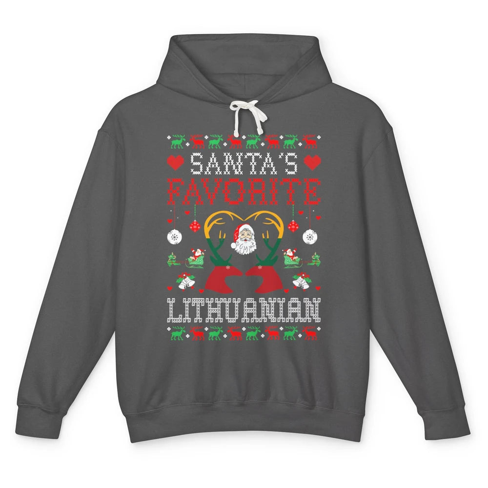 Merry Christmas Santa Favorite Lithuanian Xmas Ugly Santa Unisex Lightweight Hoodie