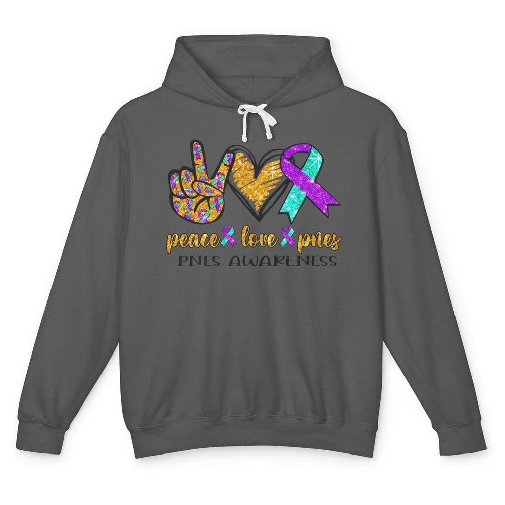 Psychogenic Non-epileptic Seizures Peace Love PNES Ribbon Unisex Lightweight Hoodie