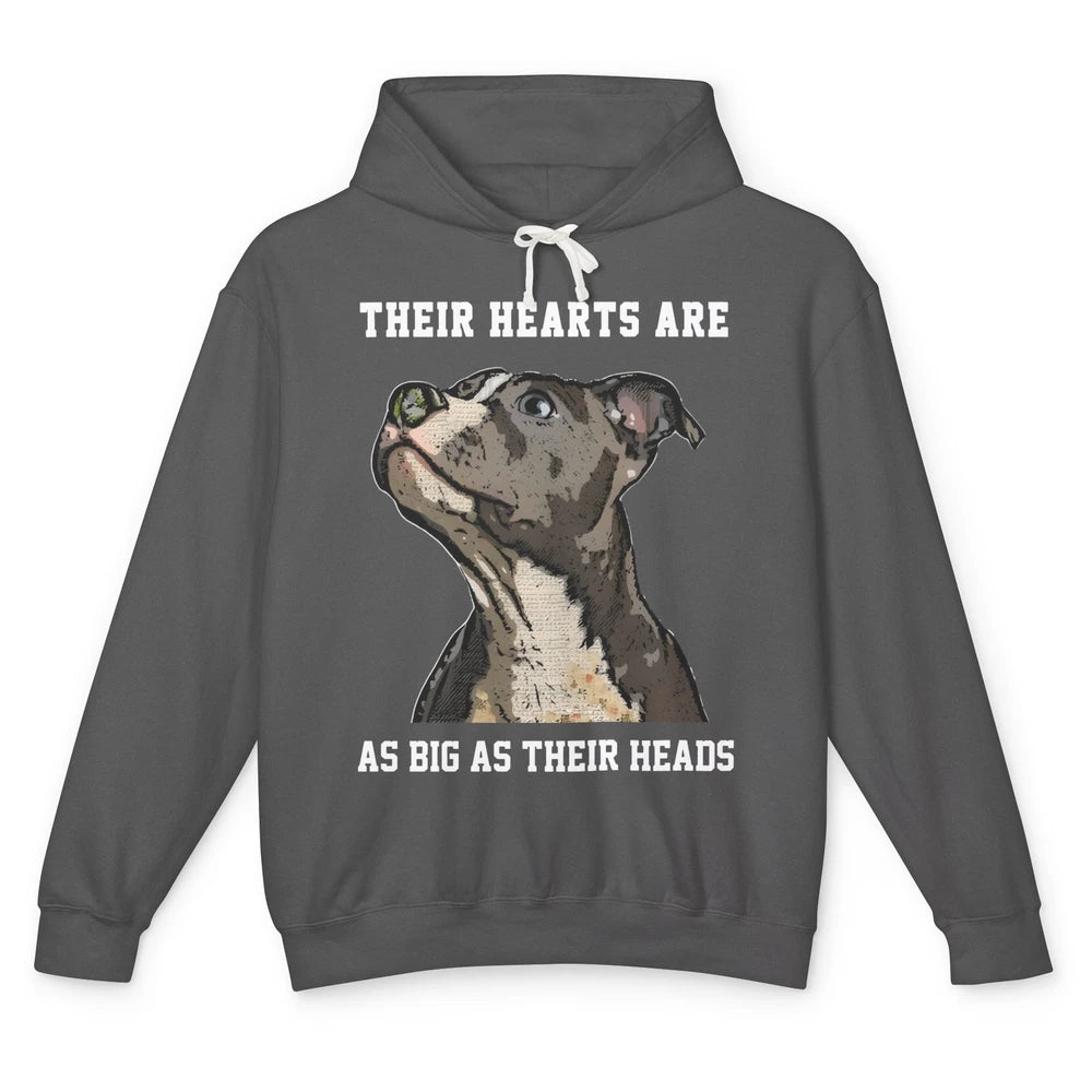 Pitbull Hearts Are As Big As Their Heads Pittie Mom Dad Unisex Lightweight Hoodie