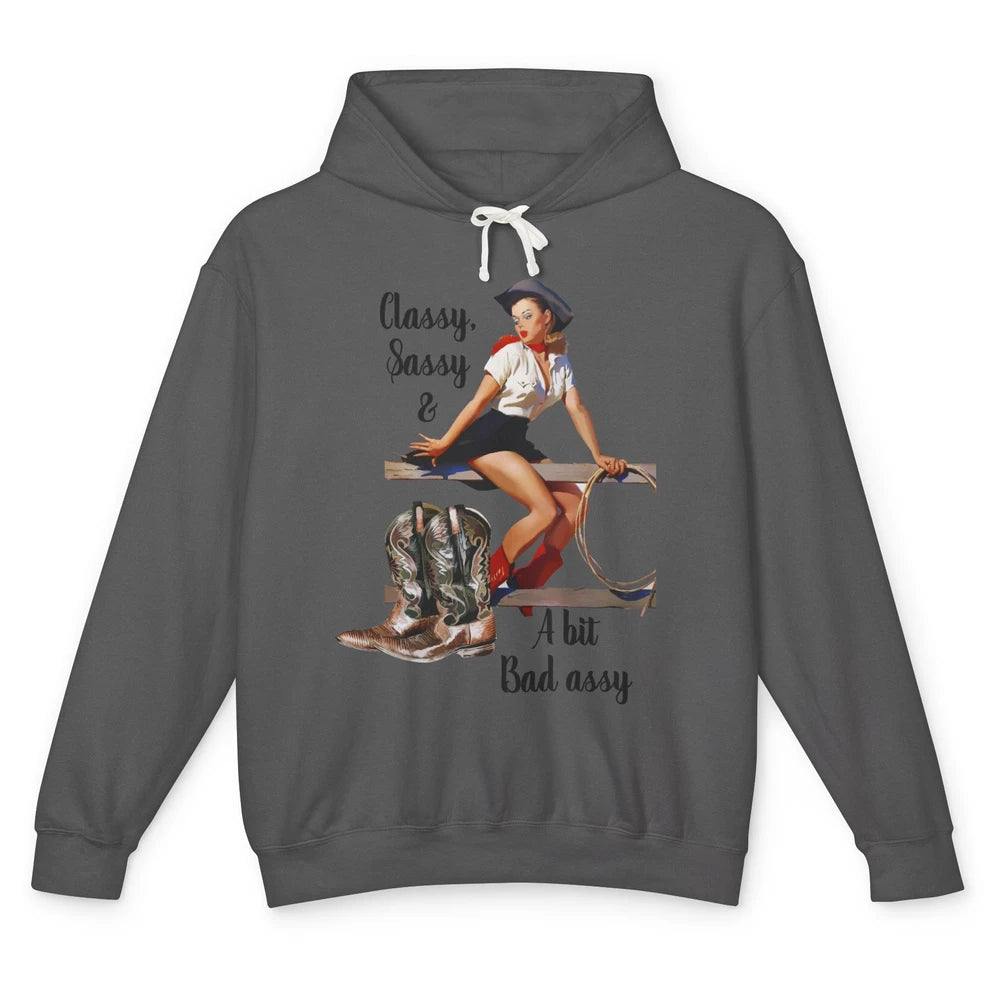 Retro Cowgirl Boots Classy Sassy Western Country Cowboy Gift Unisex Lightweight Hoodie