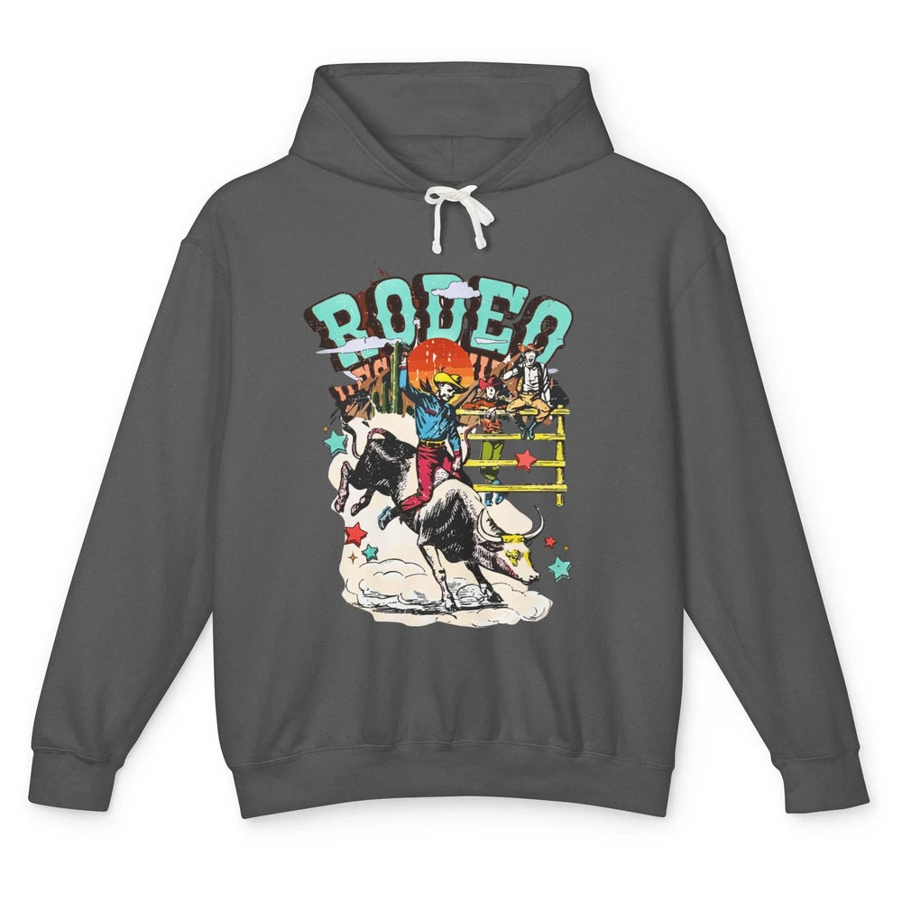 Retro Cowboy Horsing Rodeo Dad Bull Racing Western Country Unisex Lightweight Hoodie