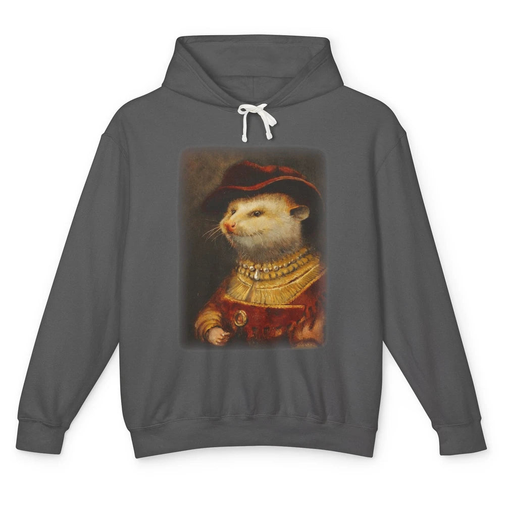 Retro Noble Opossum Young Gallant Western Opossum Art Unisex Lightweight Hoodie