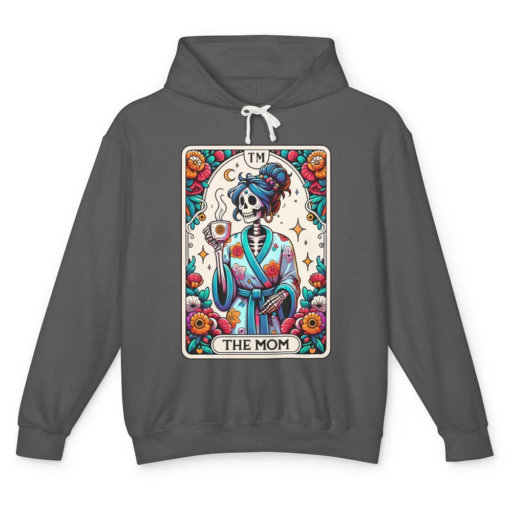 Retro Floral Skeleton The Mom Tarot Card Halloween Mom Life Unisex Lightweight Hoodie