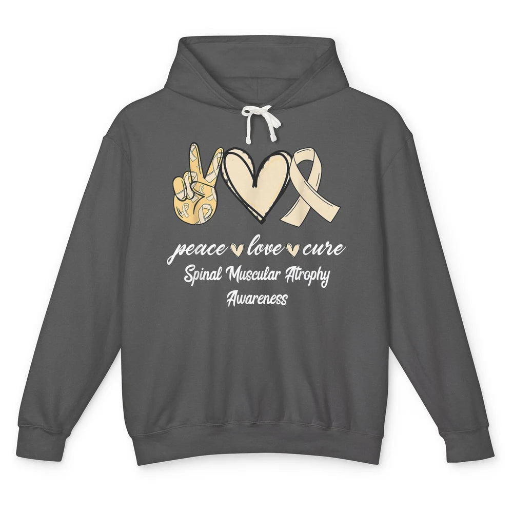 Peace Love Cure Cream Ribbon Spinal Muscular Atrophy SMA Unisex Lightweight Hoodie