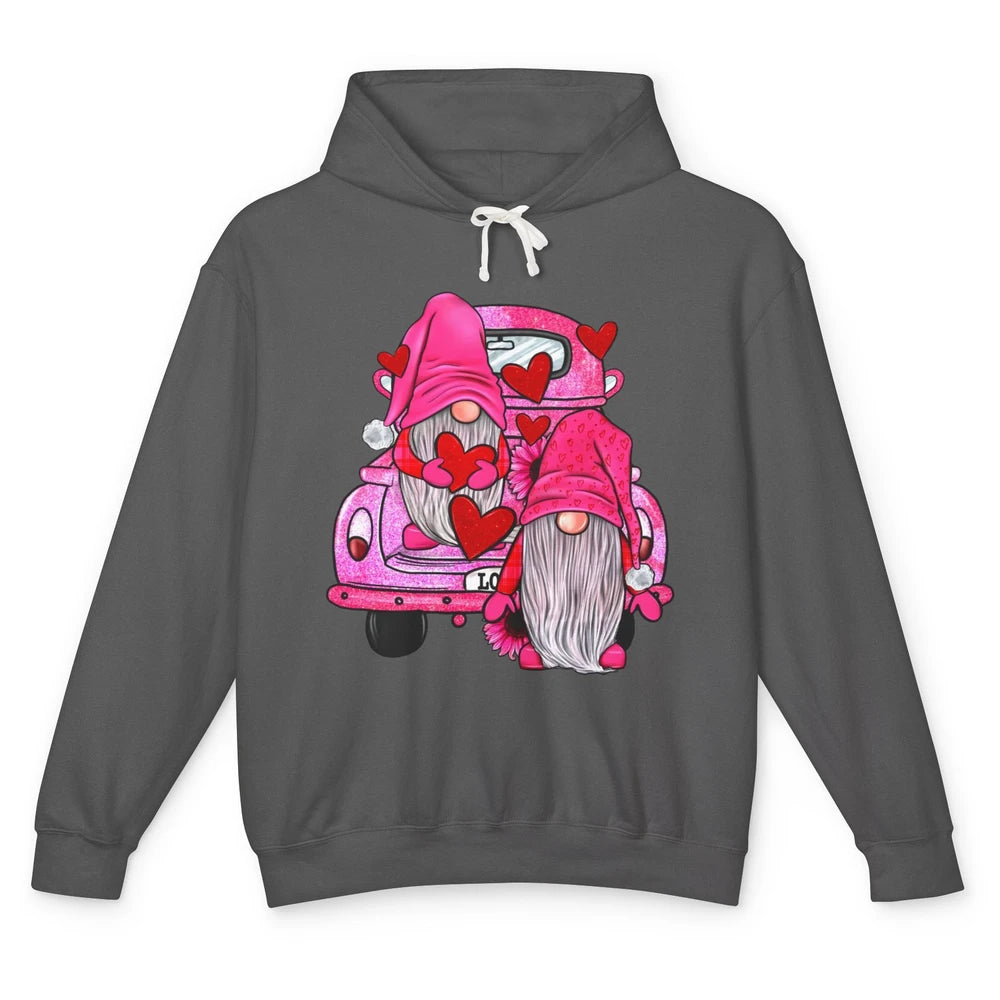 Pink Gnomes Truck Valentines Loads Of Love Western Valentine Unisex Lightweight Hoodie