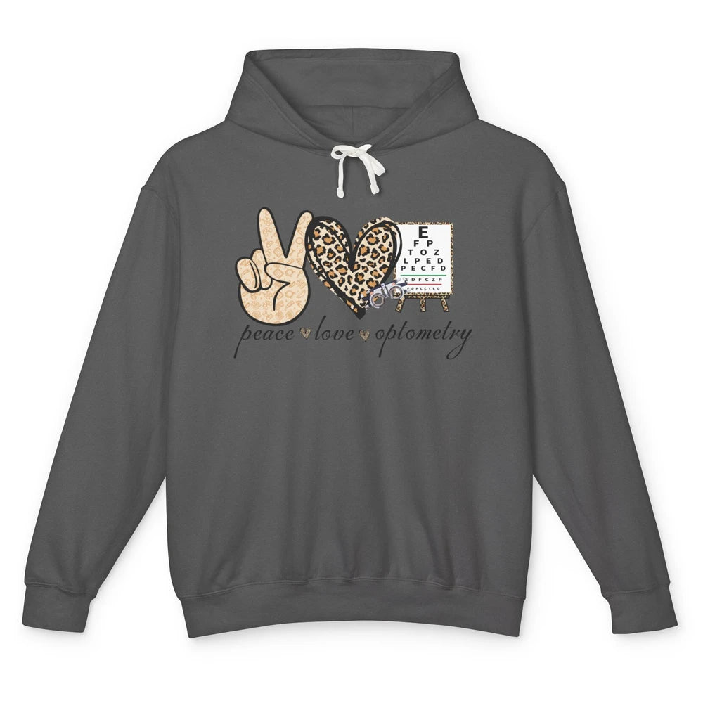 Peace Love Optometry Leopard Optometrist Optician Life Gift Unisex Lightweight Hoodie