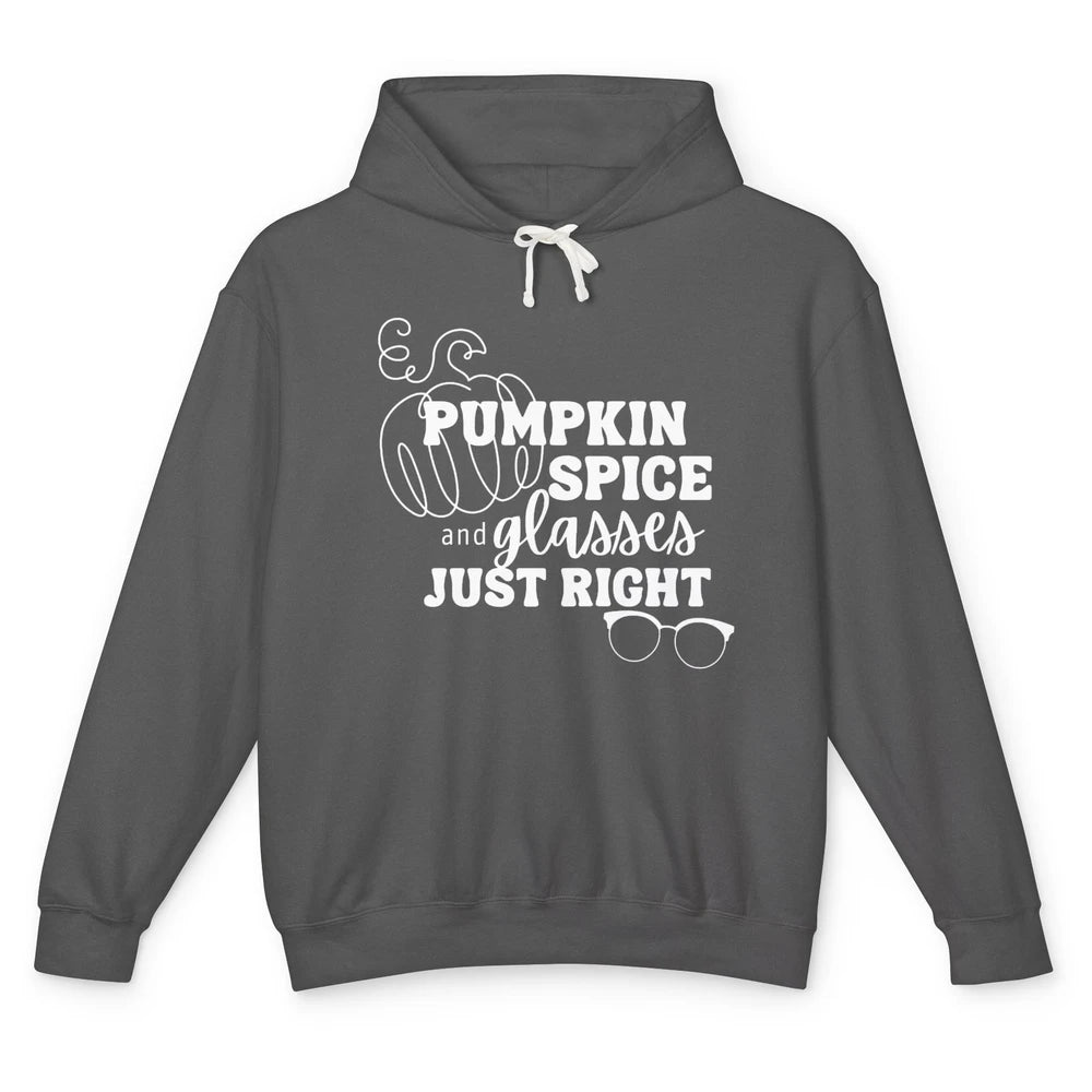 Optometrist Pumpkin Spice Glasses Just Right Optician Fall Unisex Lightweight Hoodie