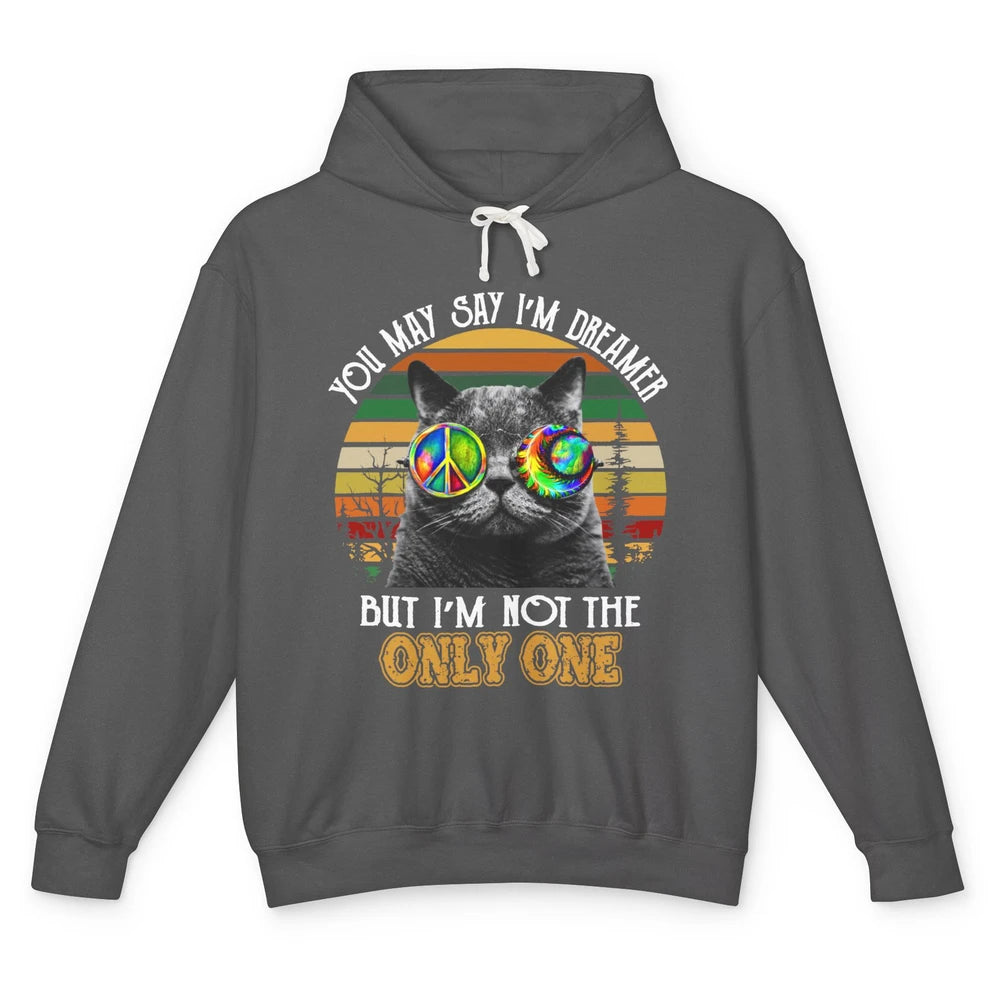 Retro Hippie Cat I'm A Dreamer Peace Lovers Hippie Soul Gift Unisex Lightweight Hoodie