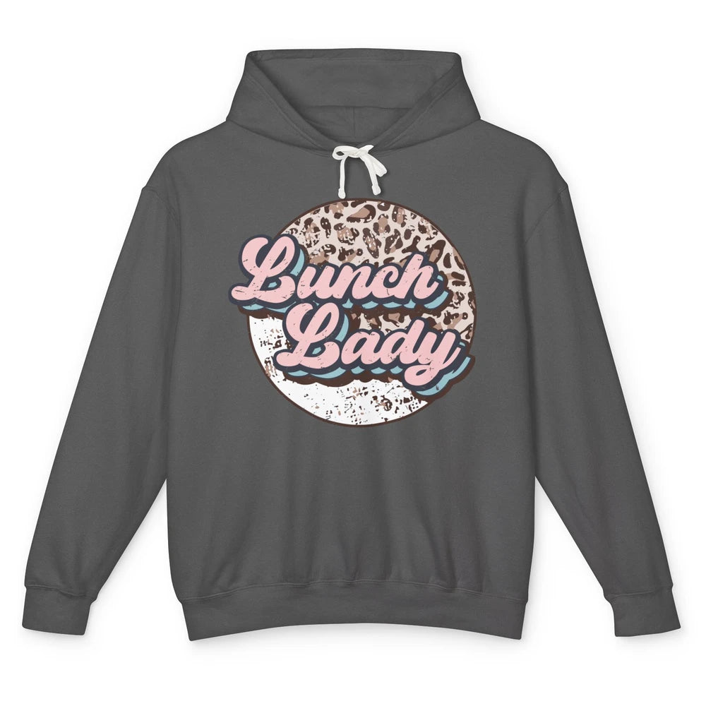 Retro Leopard Lunch Lady Cafeteria Life Lunch Lady Halloween Unisex Lightweight Hoodie