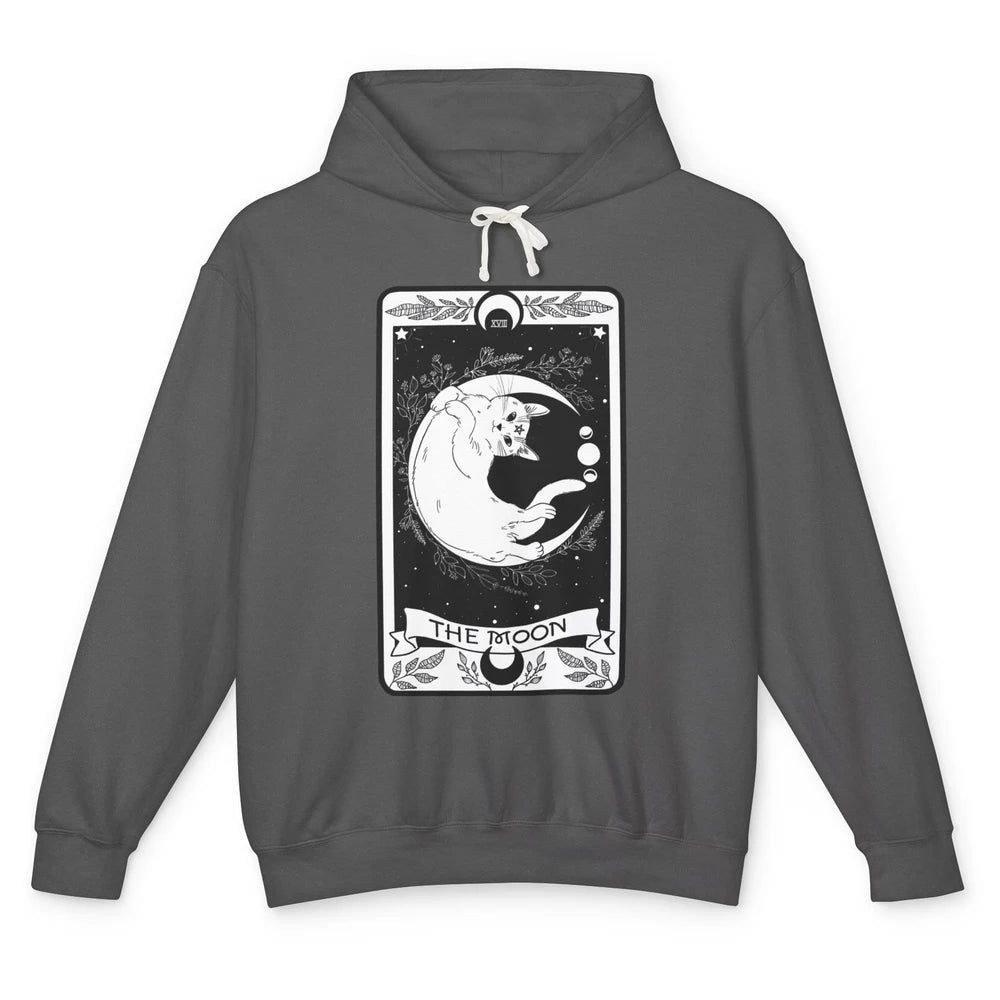 Retro Halloween Gothic Cat The Moon Tarot Card Witchcraft Unisex Lightweight Hoodie