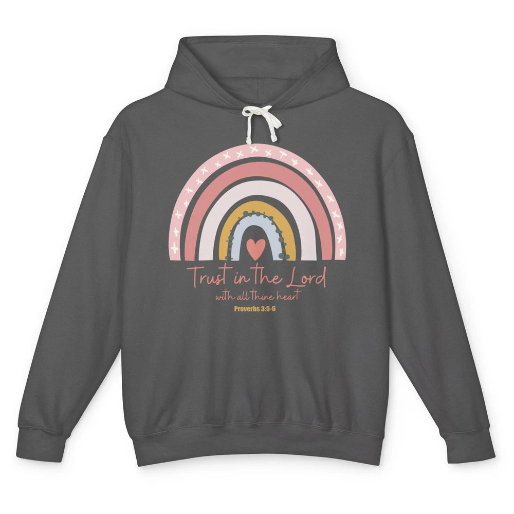 Rainbow Trust In The Lord With All Heart Christian Religious Unisex Lightweight Hoodie