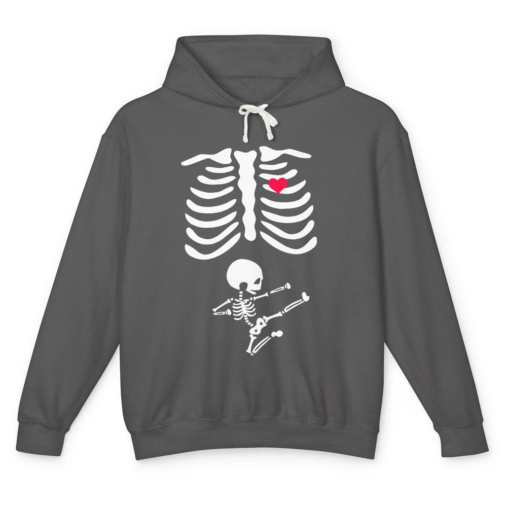 Pregnant Halloween Skeleton Naughty Baby Boy Pumpkin Costume Unisex Lightweight Hoodie
