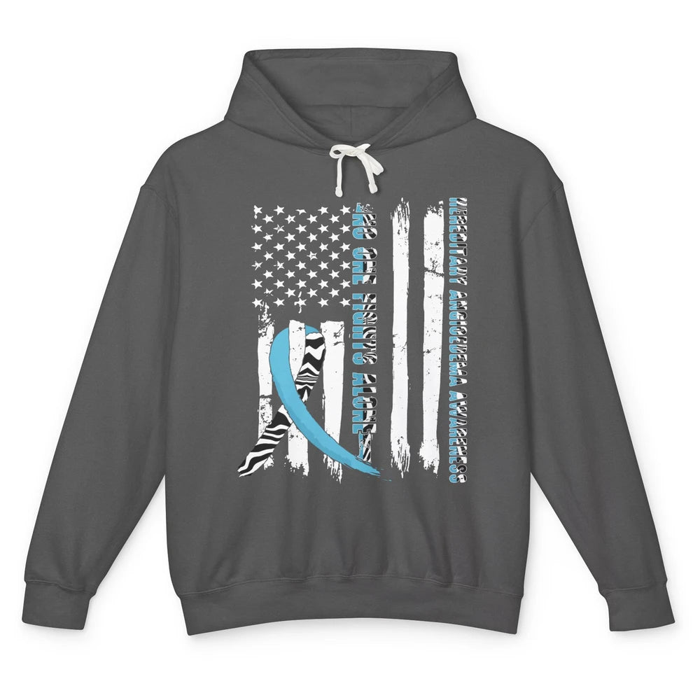 Retro Hereditary Angioedema No One Fight Alone Zebra Ribbon Unisex Lightweight Hoodie