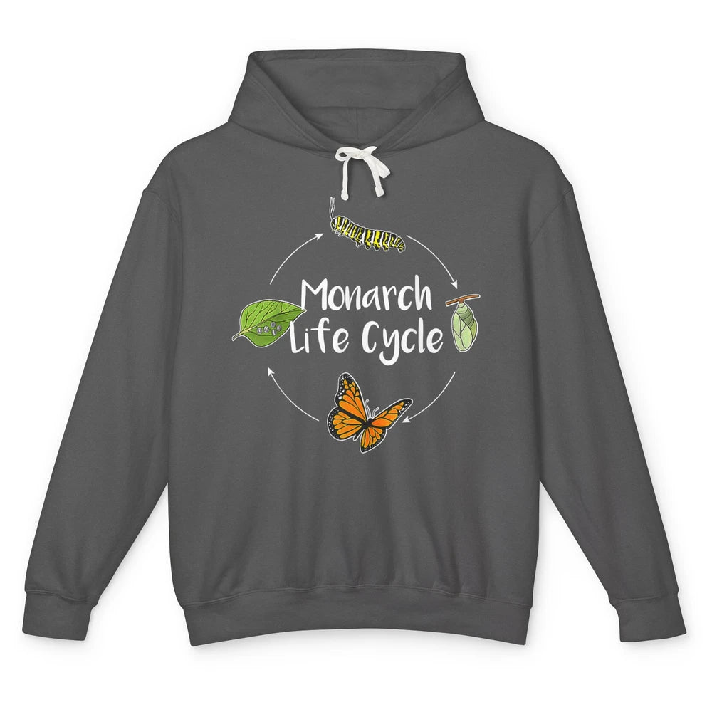 Monarch Life Cycle Cute Butterfly Caterpillar Humor Animal Unisex Lightweight Hoodie