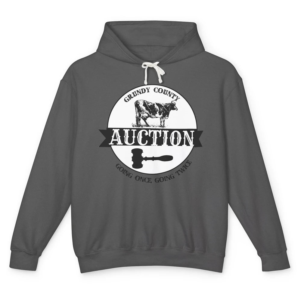 Retro Cow Cattle Grundy County Auction Western Country Farm Unisex Lightweight Hoodie