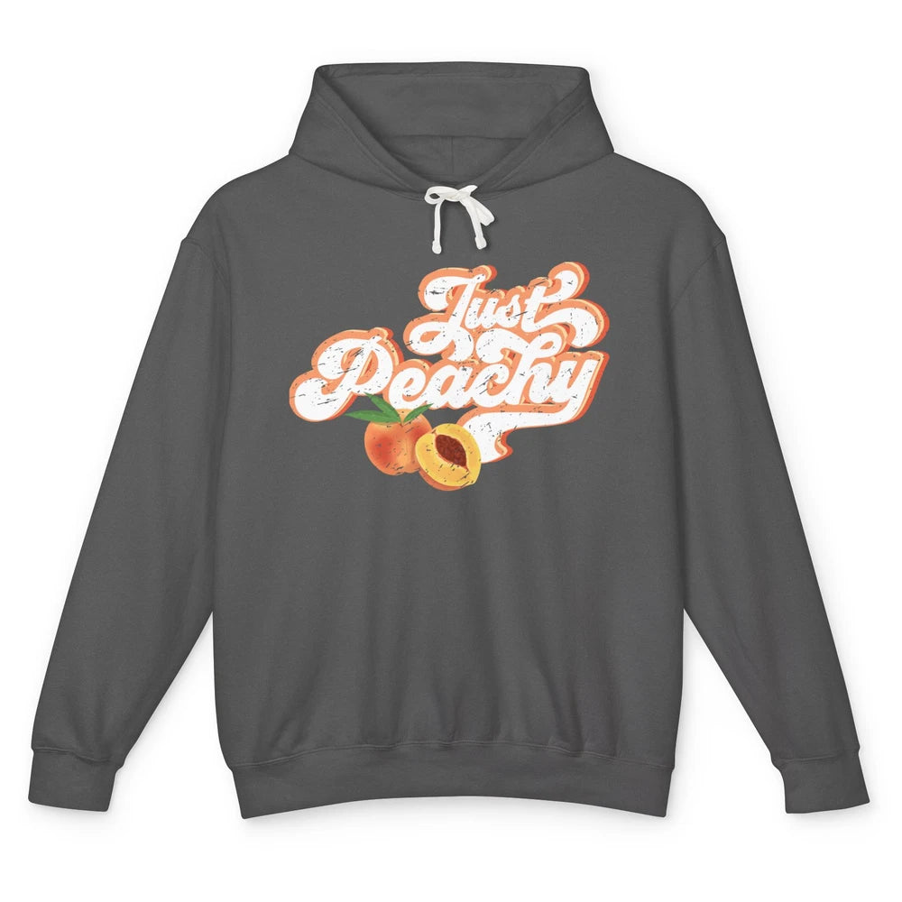 Retro Just Peachy Retro 70s Georgia Peaches Summer Fruit Unisex Lightweight Hoodie