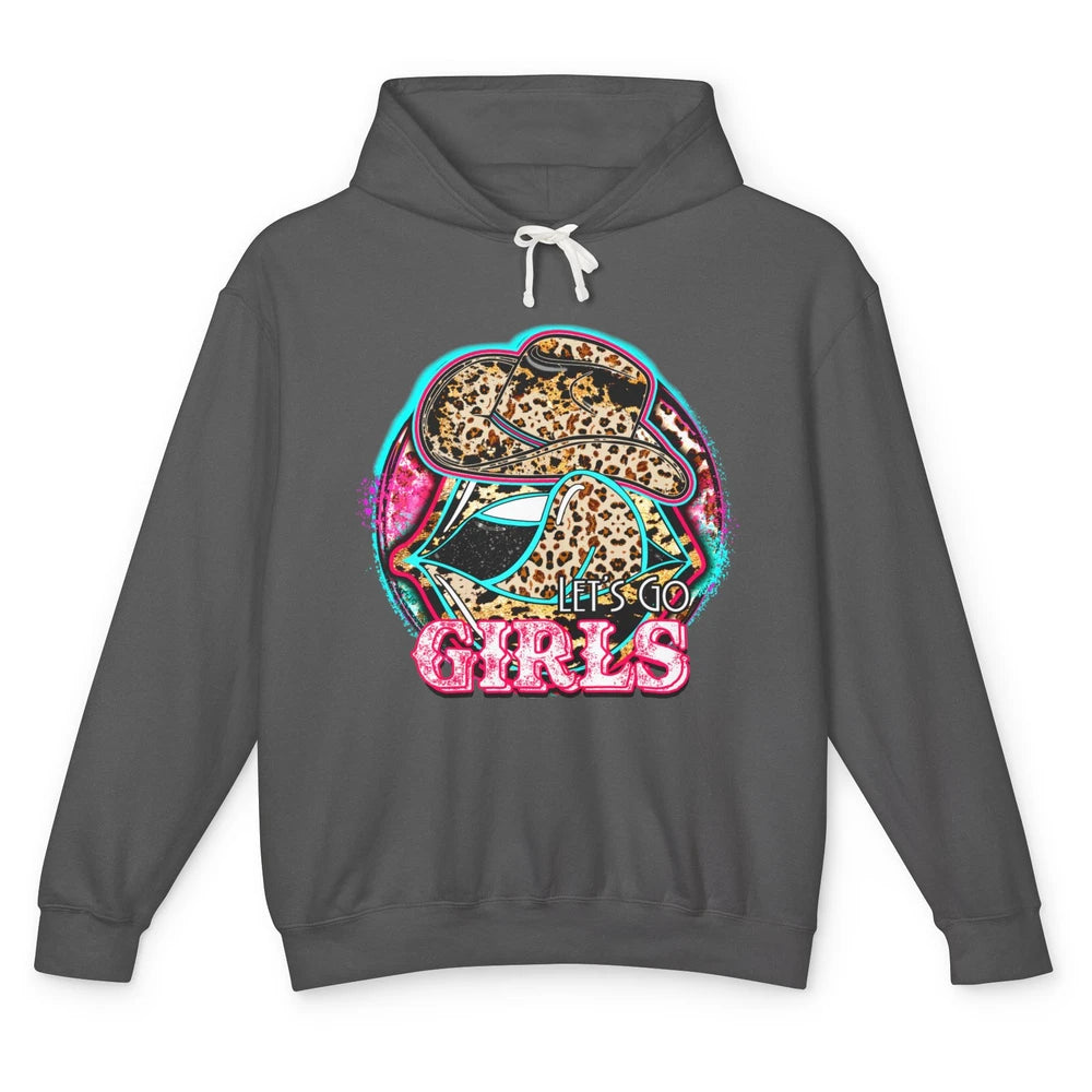 Retro Leopard Cowboy Boots Let's Go Girls Western Cowgirls Unisex Lightweight Hoodie