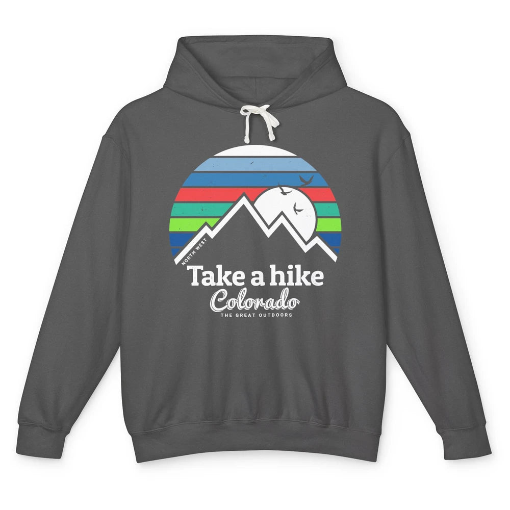 Retro Colorado Mountain Take A Hike The Great Outdoor Hiking Unisex Lightweight Hoodie