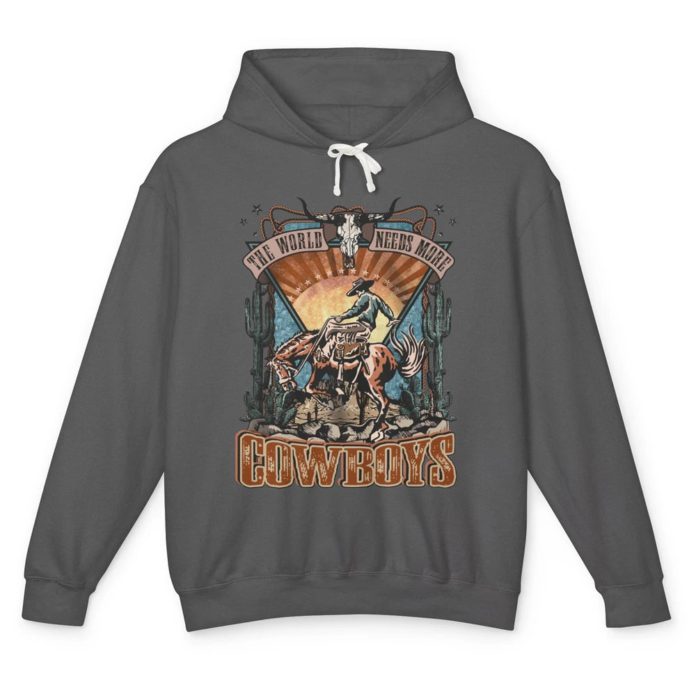 Retro Desert Cowboy Horsing World Needs More Cowboy Western Unisex Lightweight Hoodie