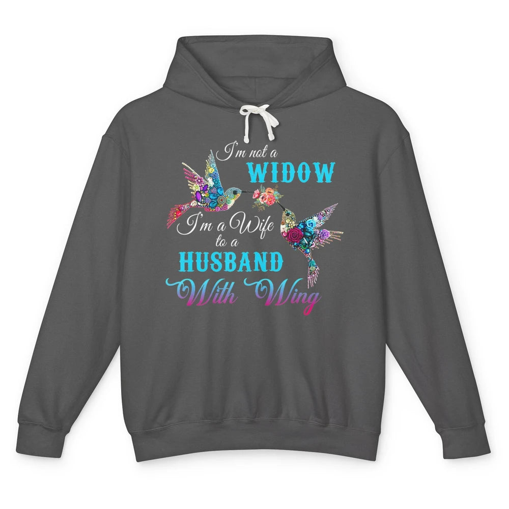 Not Widow Wife Of Husband In Heaven Angel With Wings Birds Unisex Lightweight Hoodie
