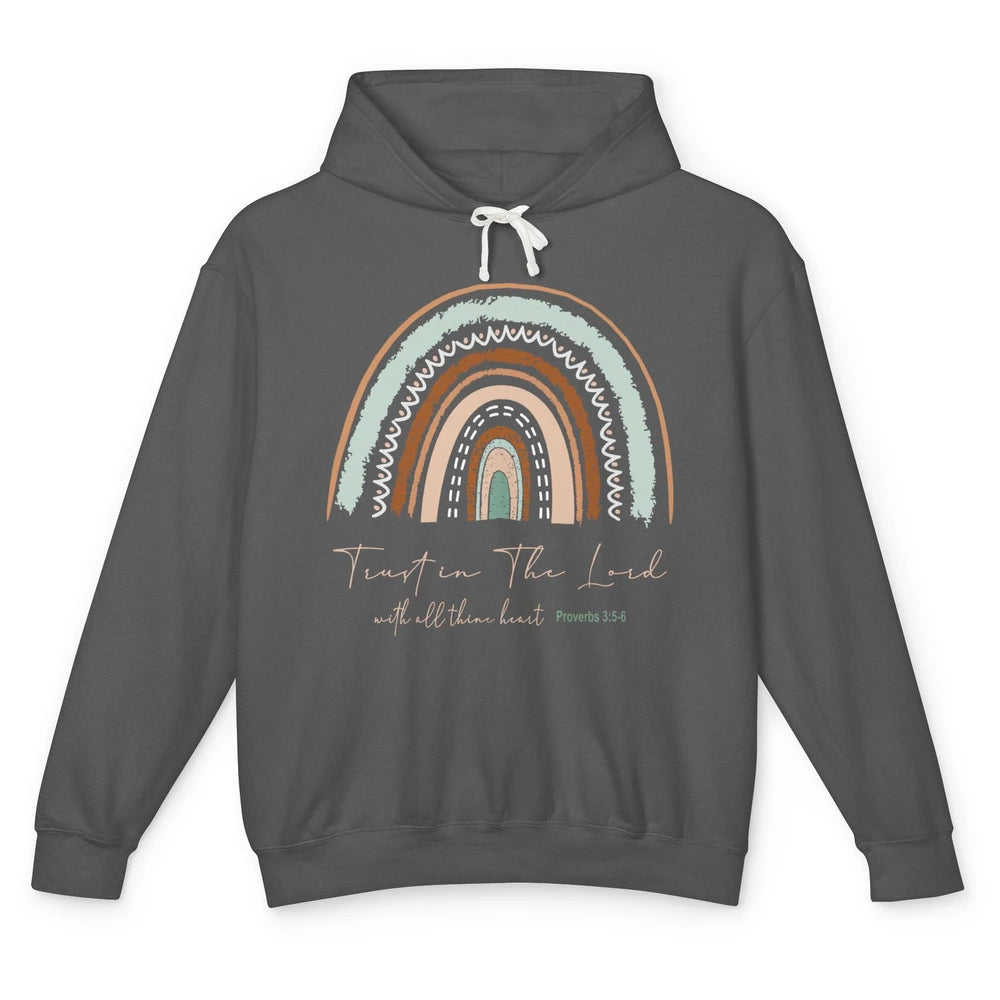 Rainbow Trust In The Lord With All Heart Christian Religious Unisex Lightweight Hoodie
