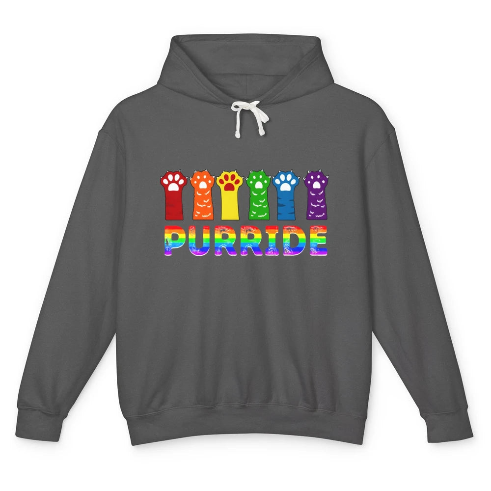 Purride Funny Cat Lover LGBT Pride Awareness Gift LGBT Month Unisex Lightweight Hoodie