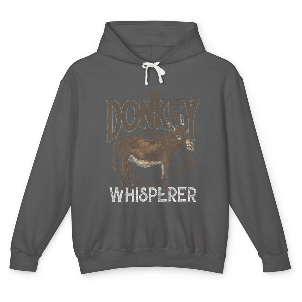 Retro Donkey Whisperer Farming Life Farm Animal Funny Donkey Unisex Lightweight Hoodie