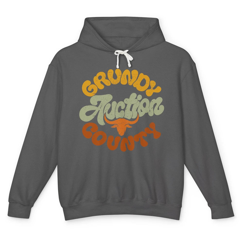 Retro Cow Cattle Grundy County Auction Western Country Farm Unisex Lightweight Hoodie