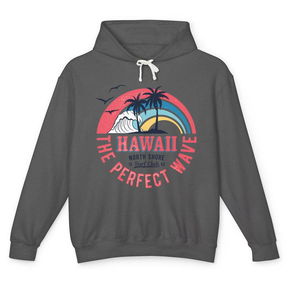Retro Hawaii North Shore Surf Club Beach Palms Vintage 1980s Unisex Lightweight Hoodie