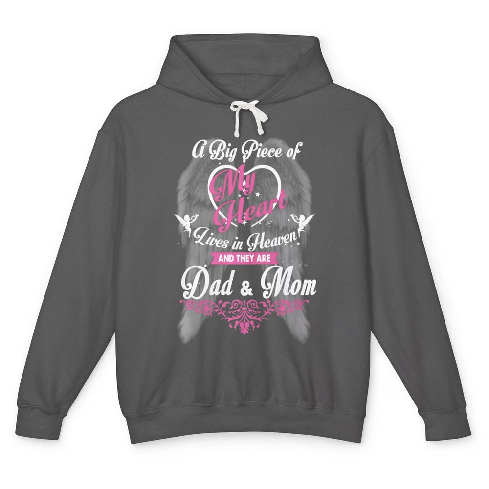 Parents Heaven Dad And Mom In Heaven Angel Wings Guardian Unisex Lightweight Hoodie