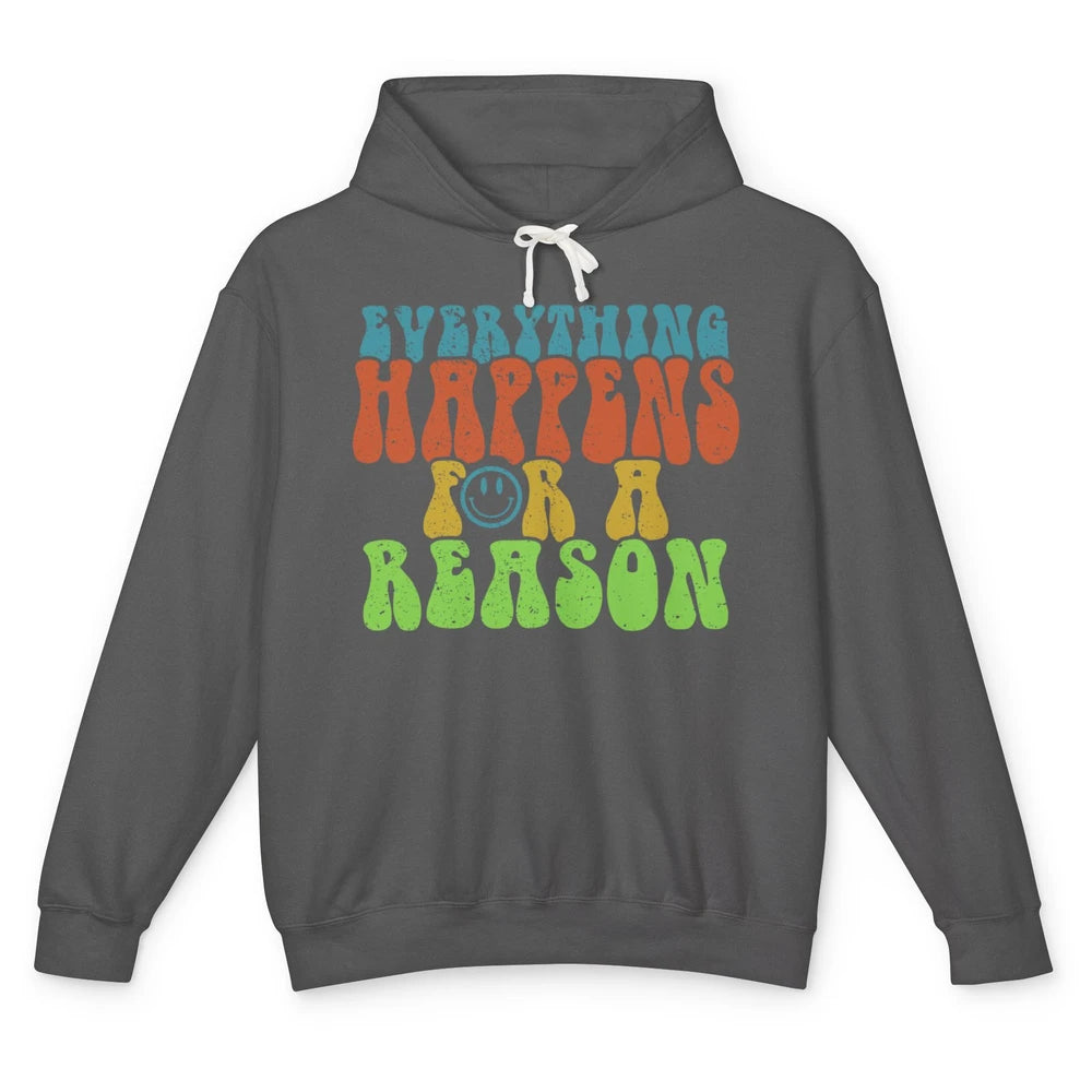 Retro Everything Happens For A Reason Mental Health Peace Unisex Lightweight Hoodie