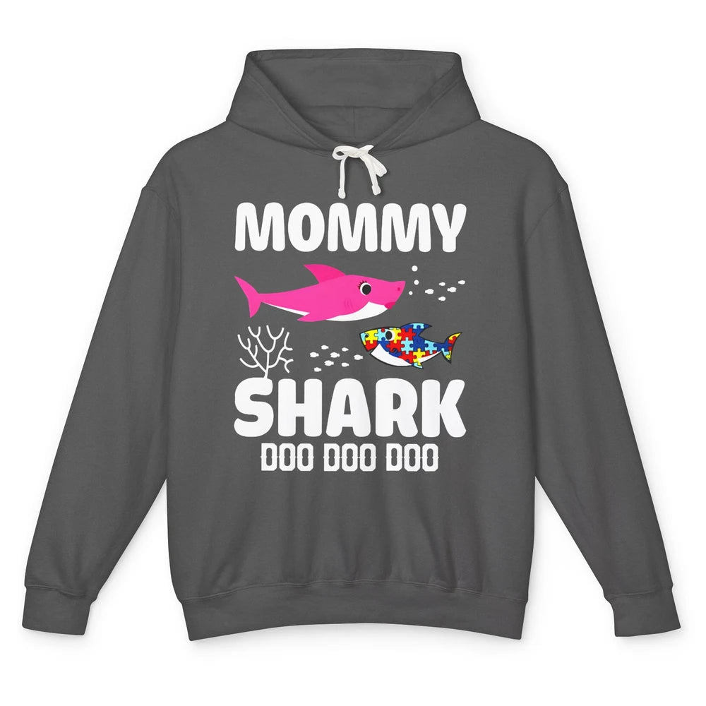 Mommy Shark Autism Shark Puzzle Autism Mom Autism Awareness Unisex Lightweight Hoodie